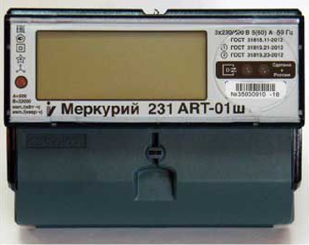 Счетчик электроэнергии 3Ф многотарифный Меркурий 231 ART-01ш 5-60A Т1 D 230/400В ЖК